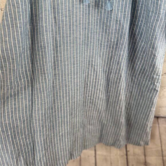 UNIQLO X J.W. ANDERSON Linen Blend Striped Gathered 3/4 Sleeved Dress - Picture 6 of 15